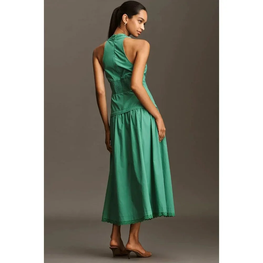 Anthropologie Maeve Green Sleeveless Midi Dress L - Picture 3 of 3